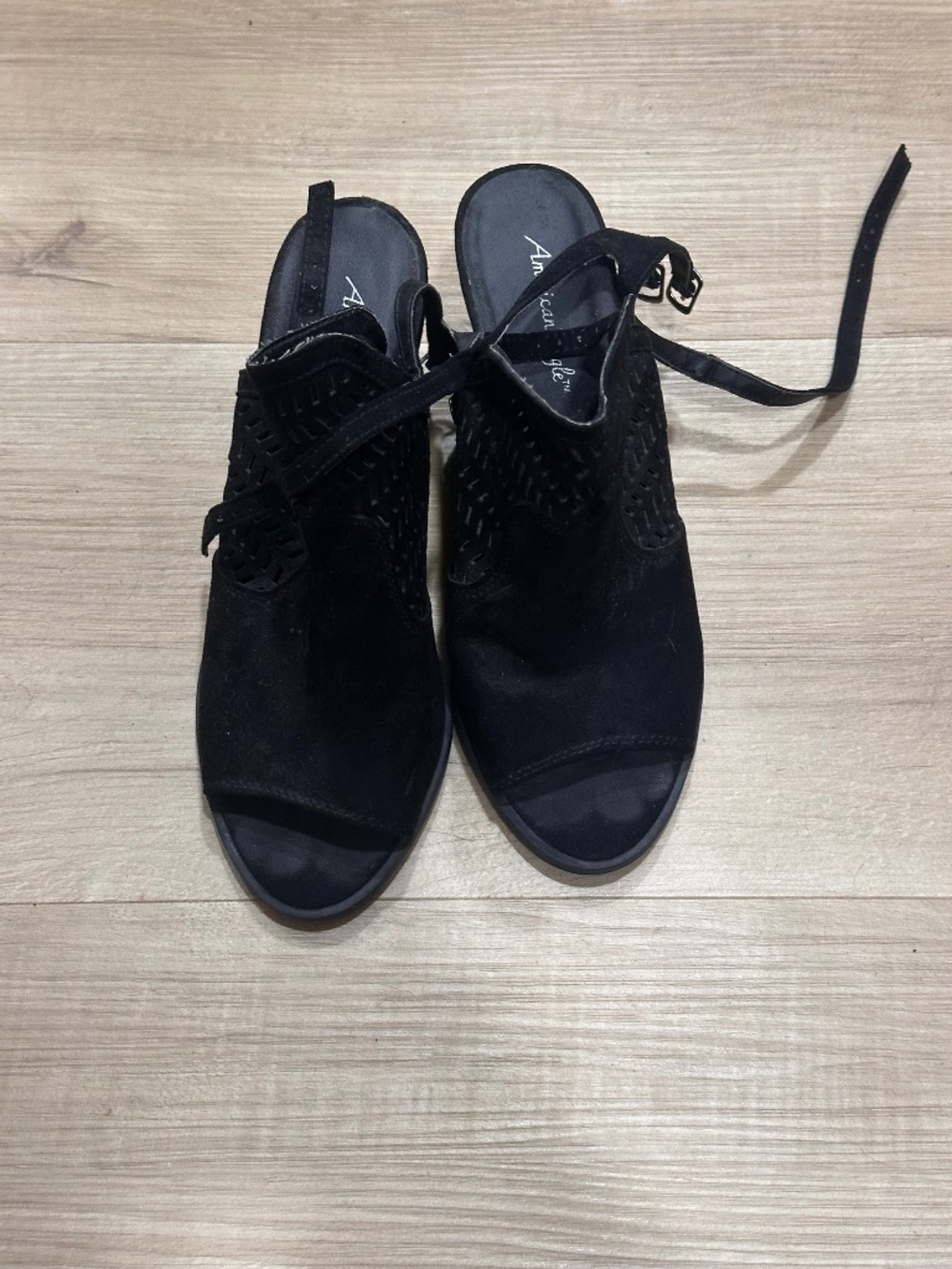 Black American Eagle Chunky Heels